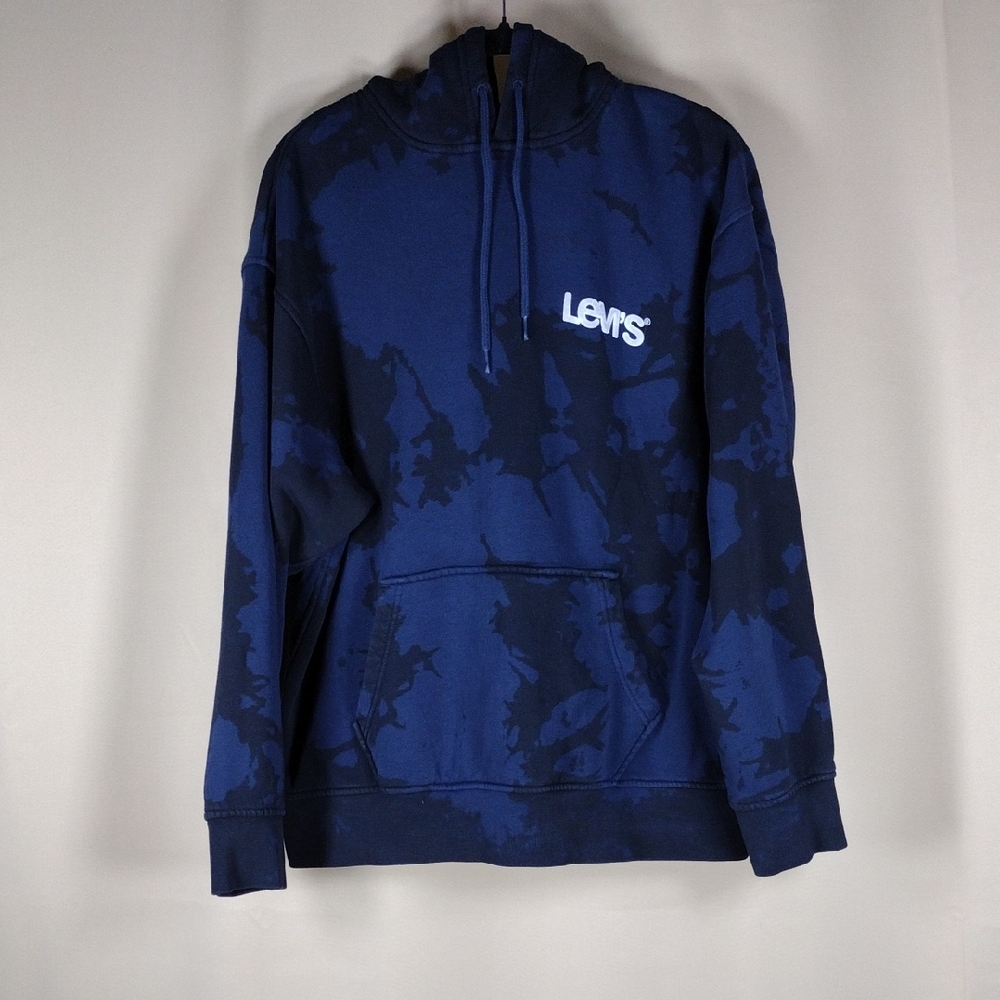 Levi's Navy Blue Relaxed Casual Pullover Tie-Dye Cotton Men's Hoodie Sweatshirt